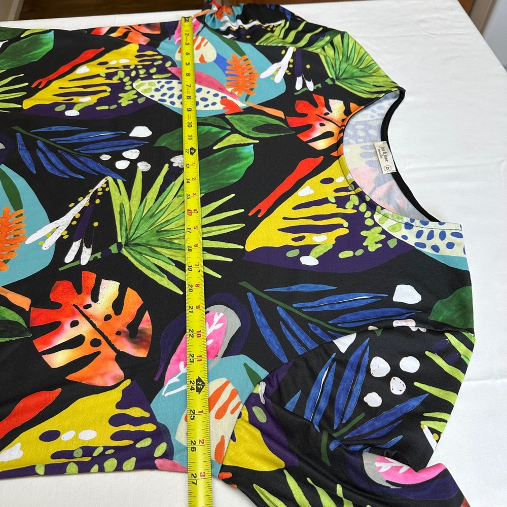 Jess & Jane Tropical Floral Top Size 2X Multicolor Artsy Colorful Vacation - Picture 5 of 6